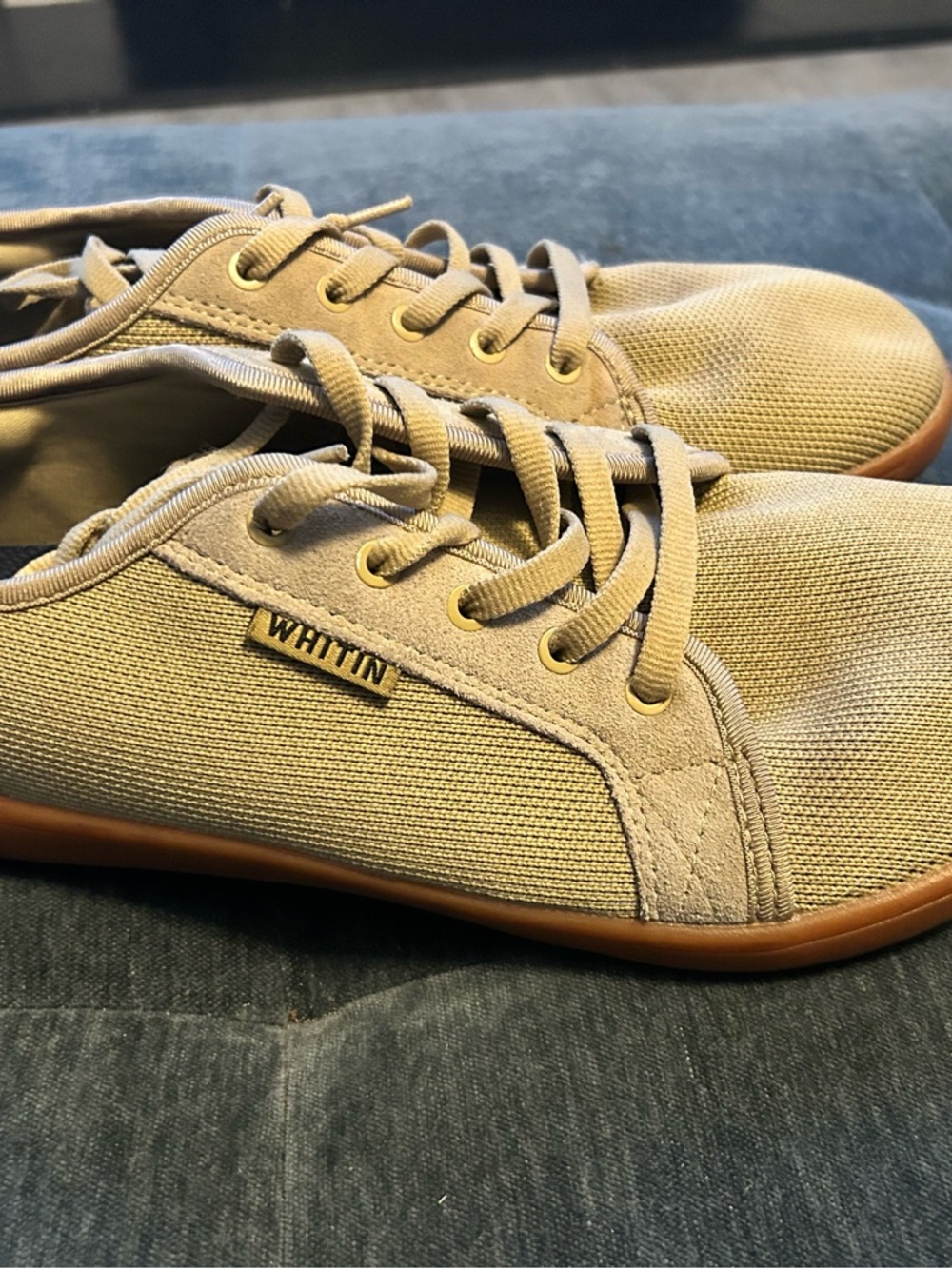 WHITIN Men's Casual Canvas Sneakers in Beige with Gum Sole